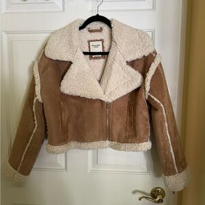 Abercrombie vegan suede Sherling jacket